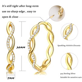 KALVICA 925 Sterling Silver Hoop Earrings for Women Girls Hypoallergenic Small Sleeping Hoop Earrings with AAA Zirconia Hoop Earrings Gold Silver 20/30 mm, 929 sterling silver