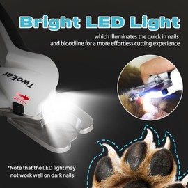 TwoEar Dog Nail Clippers with Light, Dog Nail Trimmers with Quick Sensor & Safety Guard, Razor Sharp Blade, LED Pet Nail Clipper/Dog Toenail Clippers for Medium Large Dogs, Black