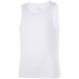 RIKUAOU Boys Compression Tank Tops Athletic Quick Dry Sleeveless Undershirts, Soft Tagless Base Layer Shirt for Youth Kids White
