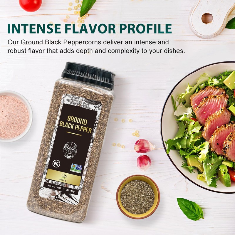 Soeos Himalayan Pink Salt Fine 39 oz + Ground Black