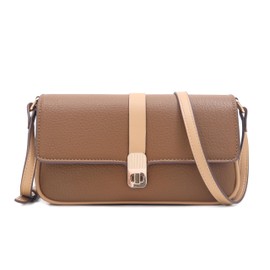 Prettyzys Crossbody Bags for Women Pocketbooks Soft PU Leather Purses and Handbags Multi Pocket Shoulder Bag, Brown