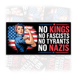 No Kings No Fascists No Tyrants | Bumper Sticker or Car Magnet | Retro Vintage Magnetic Bumper for Refrigerators Doors Trucks Cars [7.5x3.75]