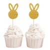 Darling Souvenir, Glitter Gold Easter Bunny Rabbit Cupcake Toppers Dessert
