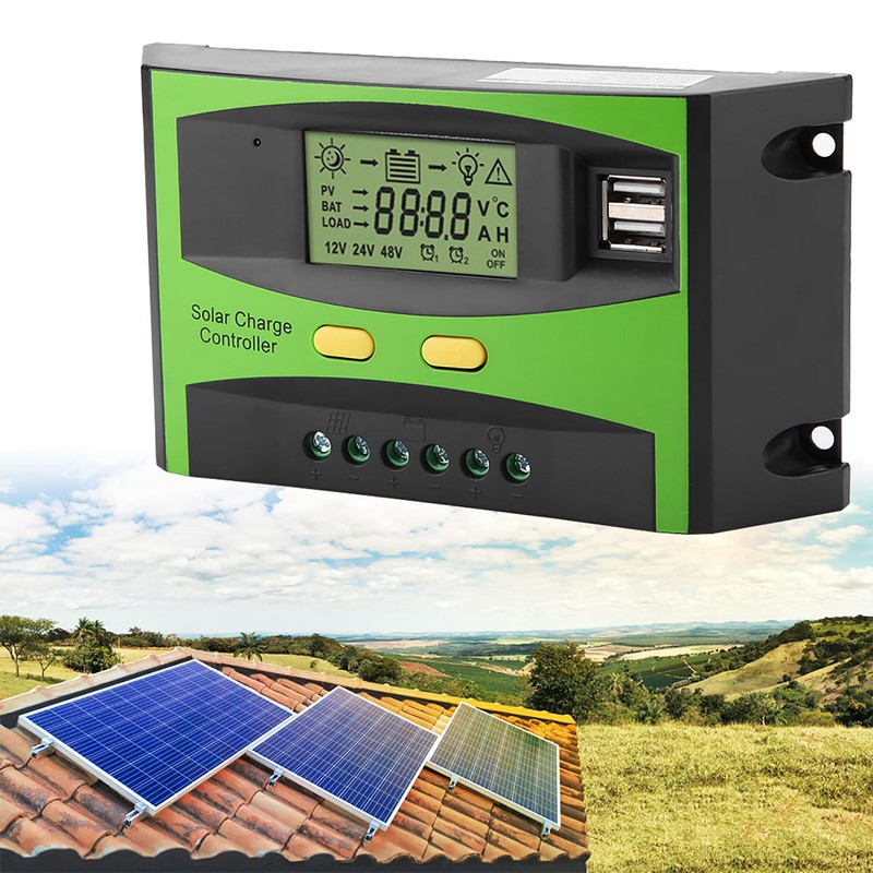PWM Smart Dual USB Solar Panel Charge Controller Regulator LCD