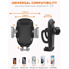 Savadicar - Soporte para teléfono celular compatible con Jeep Wrangler (JL) y Jeep Gladiator (JT), soporte ajustable para teléfono celular para ángulo de visión óptimo, accesorios interiores, negro