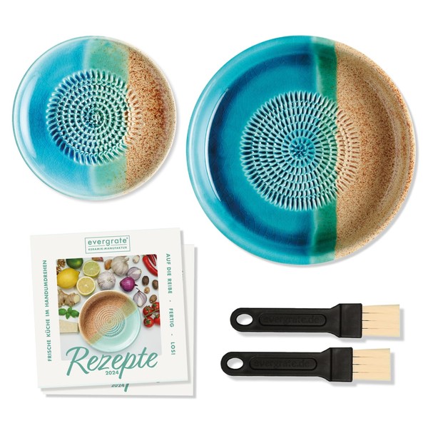 evergrate Geniales Duo: Plate Grater and Dipping Bowl Ocean Motif
