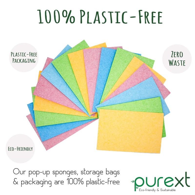 PureXT 16 Pop-Up Eco Sponges | Compostable, Cellulose | Dish