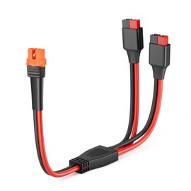 ELFCULB XT60i to 2 Way Anderson Splitter Cable, 10AWG XT60i Female to 45A Anderson Y Cable for Portable Power Station, UAV, RC Battery, Solar Generator (1FT)