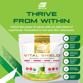 Granite Supplements Vital Shield - (30 Servings) Greens Superfood Powder - Fruit & Vegetable Super Foods Powder for Performance, Gut Health, Immunity & Nutrition, Lemon Lime Greens