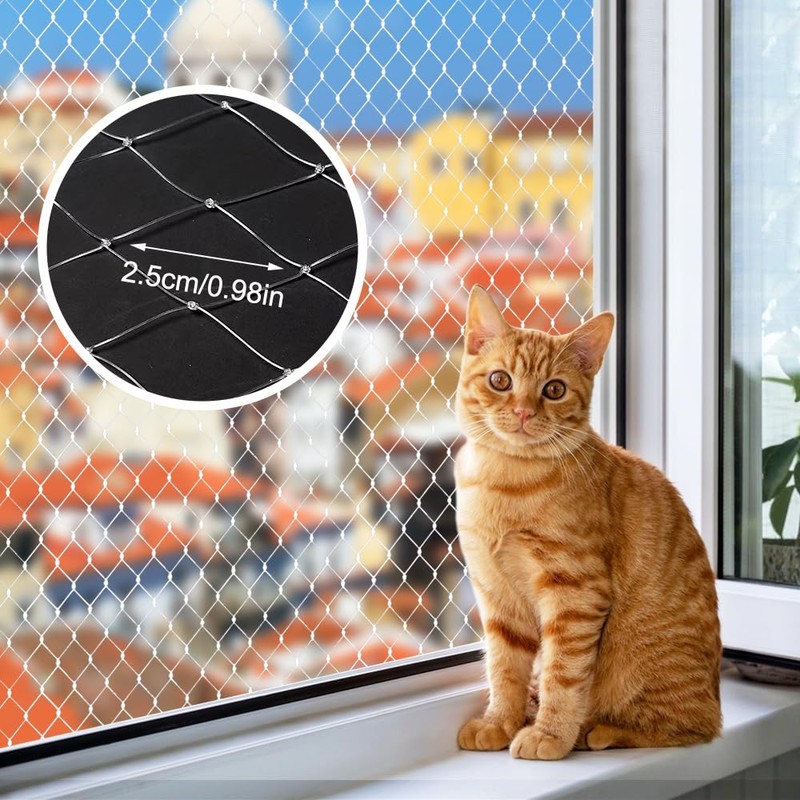 Orixo Transparent Cat Net, 5 x 5 m, No Drilling,