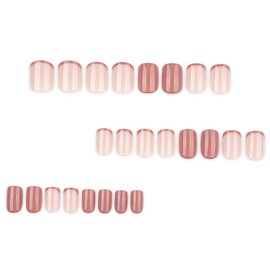24Pcs Press on Nails Short Square LINMEIZAI Fake Nails Press ons Nail Tips Glue on Nails Full Cover Acrylic Nail Kit Supplies False Nails Stickers Nail Art with Solid French Design for Women Manicure