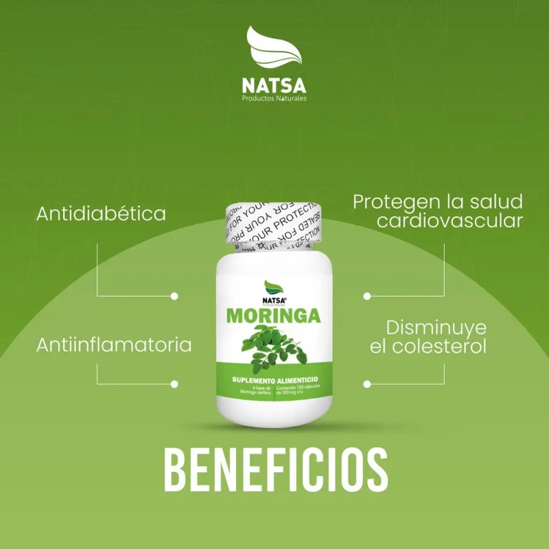 NATSA Moringa 100 Cápsulas, Calidad Premium