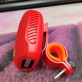 Speaker, Waterproof Wireless Handlebar Speaker with FM Radio, Support Dual Pairing, Hands Calls, Outdoor Speaker for Riding, Hiking, Beach, Golfing (Red)