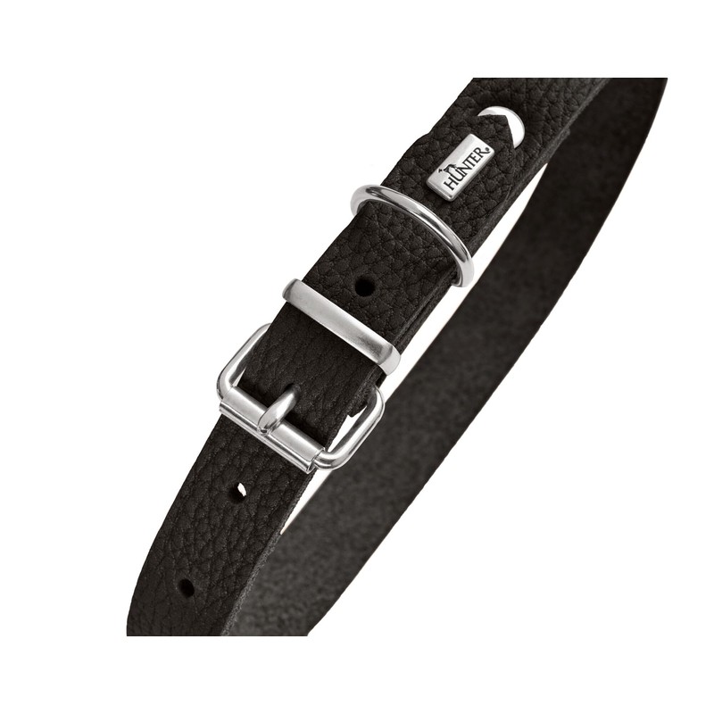 HUNTER Grenada Black Leather Dog Collar, Handmade in Germany, for