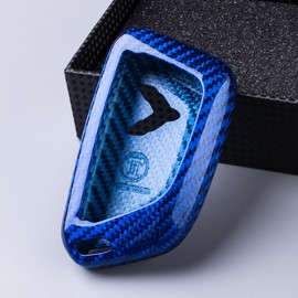 T-carbon Key Fob Cover Compatible with Corvette C8 Z51 Z06 2020-2025 Key Shell Accessories(Blue)