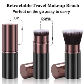 Keriloo Keriloo Makeup Brushes, Retractable 2 Pack Travel Kabuki Blush Makeup Brush Face Powder Foundation Brushes for Blending Liquid, Blush, Bronzer, Buffing, Sunscreen,Flawless Cosmetics