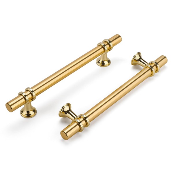 Haliwu 10 Pack Gold Cabinet Handles, Brushed Brass Cabinet Pulls