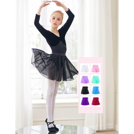 Avrigirl - Faldas de ballet de gasa para niñas pequeñas, para entrenamiento, rendimiento, Negro -, 5-8 años
