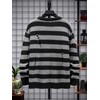 Verdusa Men's Distressed Contrast Binding Round Neck Sweater Striped Long