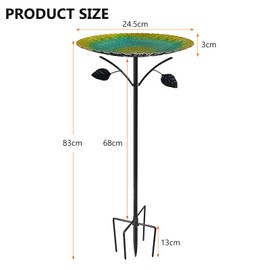2-in-1 Vogeltränke & Futterstation – wassertränke für vögel, vogeltränke stehend mit 5 Zinken Basis Pfahl, Vogelfutterspender Für Draußen, 83cm Außenständer, robust für Garten(Malachitgrün)