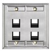Leviton 4-Port Angled Stainless Steel QuickPort Dual Gang Wallplate with