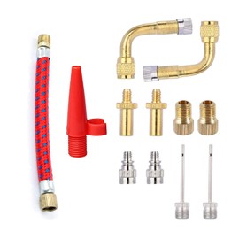 Lystin 15 Pieces Bicycle Valve Adapter, Bike Pump Adapter Presta Schrader Valve Adapter, Ball Pump Inflation Needle Nozzle Adapter Kit for Bikes Tire Inflator Air Pump Compressor