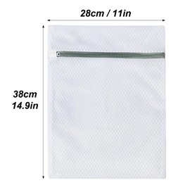 Vivifying Mesh Laundry Bag, 2 PCS Large Washing Machine Bag with Zip, 12 x 15 inch Coarse Net Washing Bag for Delicates,Clothes (White)