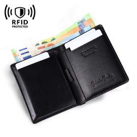 Jaimie Jacobs Slimstar Men's Slim Leather Wallet, Portrait Format, black, Modern