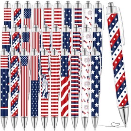 Supervitae 30 Pcs American Flag Ballpoint Pen Independence Day 1.00 mm Black Ink Pens Patriotic Stars Stripes Stationery for Home Office Supplies 4th of July Souvenirs Gifts for Veterans Memorial Day