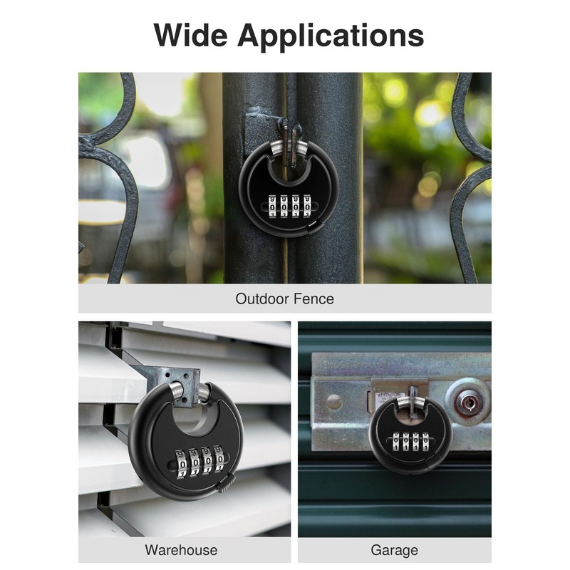Puroma Combination Lock, 4 Digit Padlock with Hardened Steel Shackle,