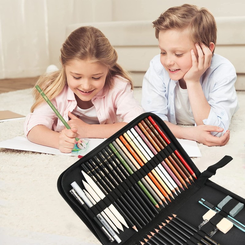 hhhouu Coloured Charcoal Pencil Set, Professional Sketch Pen Tools with