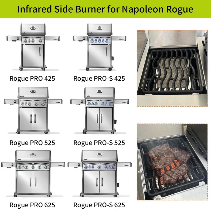 Beurbcikue Ceramic Infrared Side Burner for Napoleon Rogue Pro 425