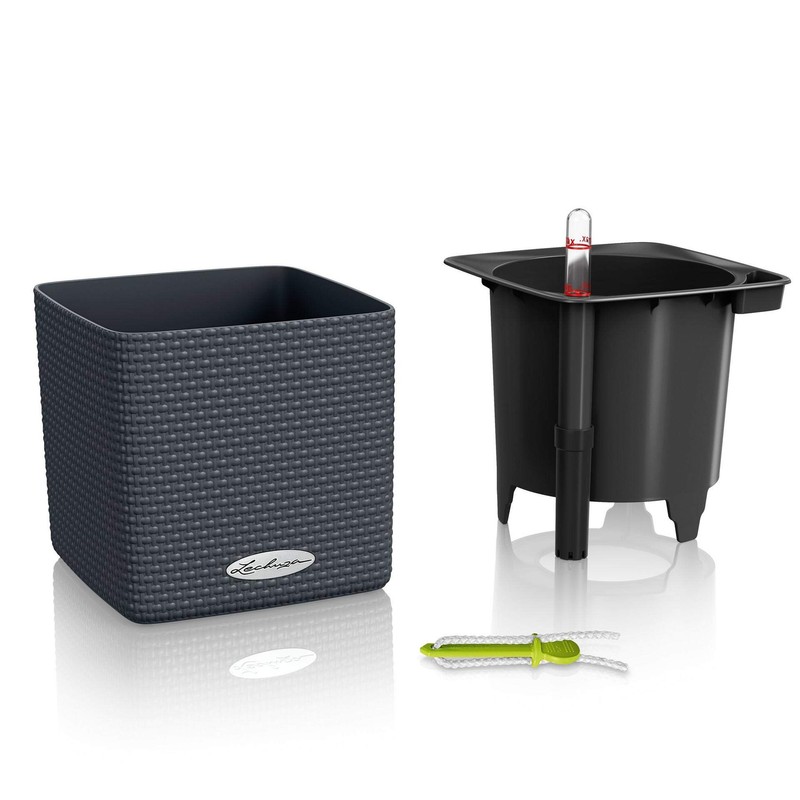 Lechuza Cube Colour 14 13384 Herb Pot, High-Quality Plastic, Includes
