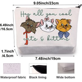 BWWKTOP Marie Cat - Bolsa de maquillaje para cosméticos Marie Movie Fans Gifts Hey All You Cool Cats and Kittens - Bolsa de maquillaje con cierre, You Cool Cats, Bolsa