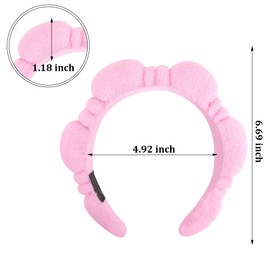 Ondder Pink Makeup Headband Spa Headband for Washing Face Sponge Face Wash Headband Cute Skin Care Headbands Hair Band Puffy Skincare Facial Make Up Hair Headband Head Bands for Women Girls