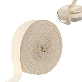 ARCPNRT Cotton Tape Bias Binding, 2 cm x 50 m / 0.79 x 164 Foot Herringbone Stitch, Cotton Webbing, Beige Edging Tape, Cotton Seam Tape, Hem Tape for Sewing, for Crafts Sewing Piping