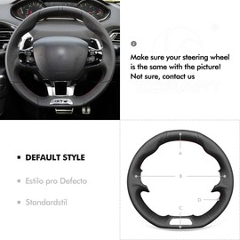 MEWANT DIY Black Faux Leather Steering Wheel Cover for Peugeot 208 (GTI/GT Line/GT) 308 (GT/GTI/GT Line) 308 SW (GT/GT Line)