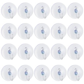 TRIXES Suction Cups x20 Clear Plastic Cups with Hooks Window Decoration Cabinet Sucker Ideal for Hanging Christmas Decorations Fairy Light Hooks Suction Hooks