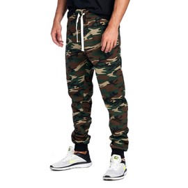 PROGO USA Men's Joggers Sweatpants Basic Fleece Marled Jogger Pant Elastic Waist (X-Small, Camouflage)