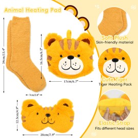my novel things Microwave Heating Pad with Heated Eye Mask Compress Moist for Relieve Fatigue Period Cramps Unscented Microwavable Heating Pad Cute Tiger for Women Birthday Christmas Gifts