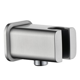 BRIGHT SHOWERS Wall Supply Elbow with Shower Head Bracket for Handheld Shower Head, Brass Core Wall Mounted Water Outlet, G1/2 Connector, Brushed Nickel