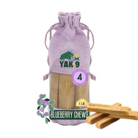 YAK-9 Yak9 Cheese Dog Chews, High Protein Treats, Natural, Rawhide Free, Long Lasting with Vitamins & Minerals, Small Size, Blueberry, 4 PC, 1lb