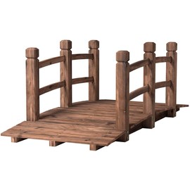 5 Feet Wooden Bridge Creek, Garden or Backyard Stained Finish Decorative Solid Wood Garden Pond Arch Walkway