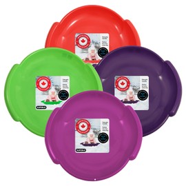 Superio Round Snow Saucer Sleds- 24” Plastic Disc Sleds for Kids and Adults- Heavy Duty Sled Discs with Handles for Downhill Sledding, Winter Outdoor Sports, (Green, Red, Purple, Fucshia)