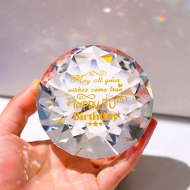 Movdyka 50th Birthday Gifts for Women Crystal Keepsake Engraved Happy 50th Birthday Ideas for Sisters Friends Mum Turning 50 Years Old