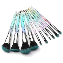 Kingtree Juego de brochas de maquillaje, 10 brochas de maquillaje de cristal, brochas de maquillaje de polvo sintético de alta calidad, corrector de s