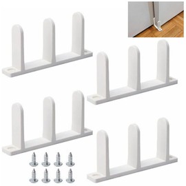 Sliding Door Floor Mount Guide 4-Piece Set - White ABS Bottom Roller Guide for 1-3/8" Thick Closet & Cabinet Doors