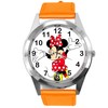 Orange Leather Round Watch for Mouse Fans