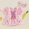 Loalirando Newborn Baby Girl Easter Romper Dress Ruffle Short Sleeve