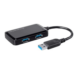 Monoprice Mini 4-Port USB 3.0 Travel Hub - Up to 5.0Gbps, Plug-and-Play, Black